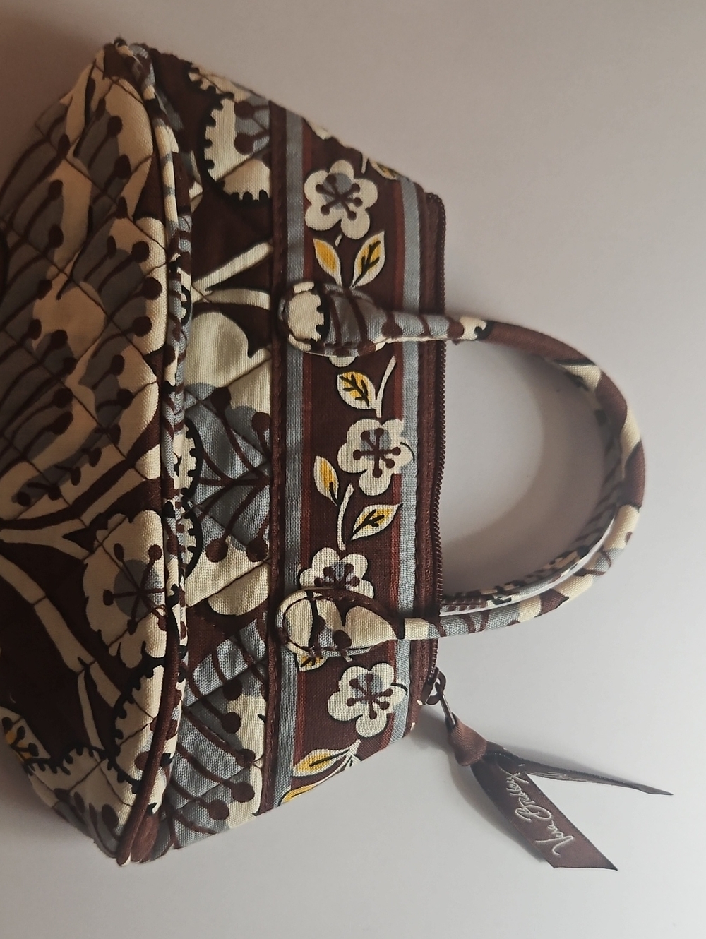 Brown Floral Quilted Mini Tote Bag - Women Bags